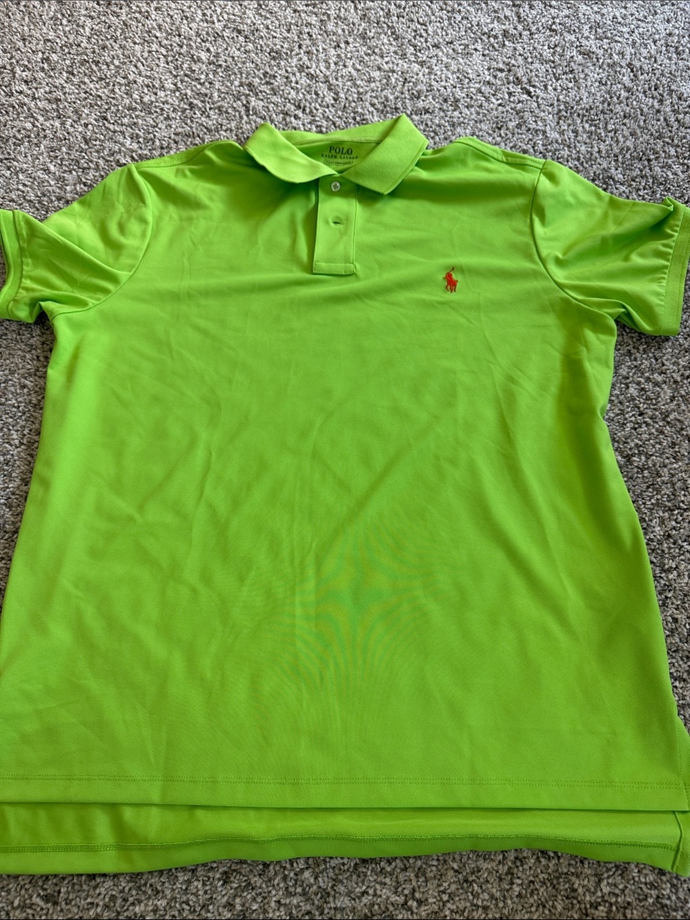 Ralph Lauren Lime Green Performance Polo with Orange Red Pony